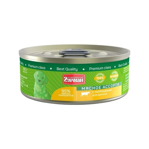 Четвероногий Гурман Мясное ассорти с потрошками для щенков 100 г фото 1