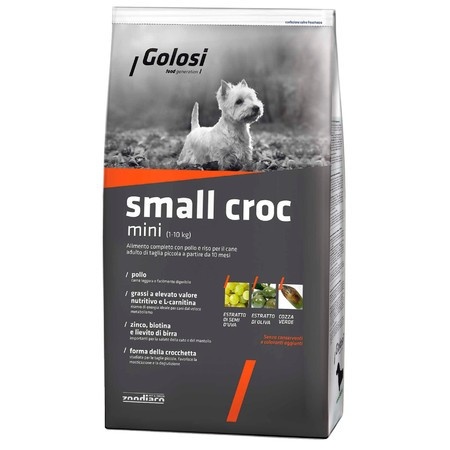 Golosi Dog Adult Small Croc сухой корм для собак мелких и миниатюных пород с курицей и рисом - 12 кг фото 1