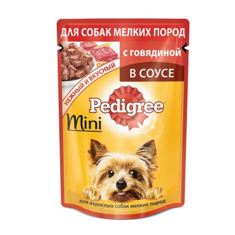 Pedigree Mini Beef паучи для взрослых собак миниатюрных пород с говядиной - 85 г фото 2