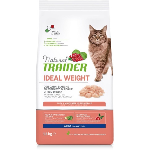 Сухой корм Trainer Natural Ideal Weight для взрослых кошек с избыточным весом с белым мясом - 1,5 кг фото 1