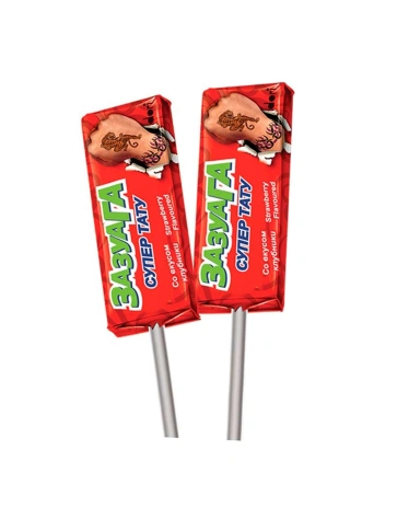 Жевательная конфета на палочке со вкусом клубники "Zazuage" STRAWBERRY 11,2 г фото 1