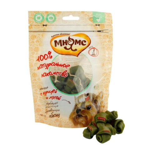 Мнямс лакомство Косточки с курицей и мятой для собак - 100 г фото 2