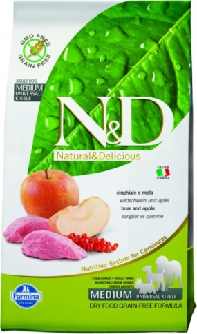 Farmina N&D Grain - Free Canine Boar & Apple Adult Medium сухой корм с мясом кабана и яблоком для взрослых собак - 12 кг фото 1