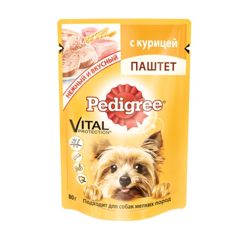 Pedigree паштет с курицей для взрослых собак маленьких пород в паучах - 80 г фото 1