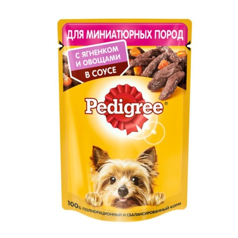 Pedigree влажный корм для взрослых собак миниатюрных пород с ягненком и овощами в паучах - 85 г фото 1