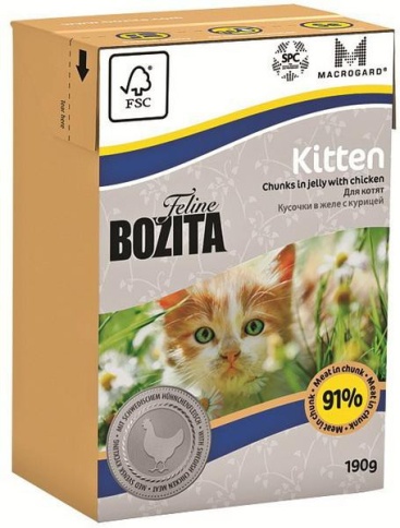 Bozita Funktion Kitten кусочки курицы в желе для котят, беременных и кормящих кошек - 190 г фото 1