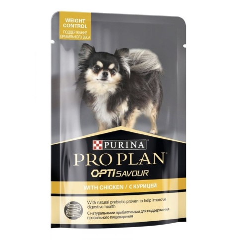 Влажный корм Purina Pro Plan Small & Mini Weight Control для взрослых собак миниатюрных и мелких пород для контроля веса c курицей в паучах - 100 г фото 1