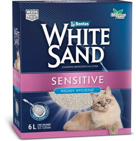 Наполнитель White Sand комкующийся для чувствительных кошек, без запаха, 5.1 кг фото 1