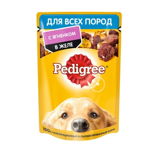 Pedigree влажный корм для взрослых собак с ягненком в желе в паучах - 85 г фото 1