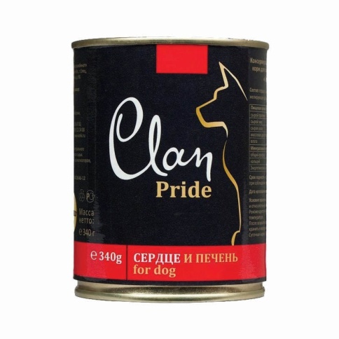 Консервы Clan Pride для собак с говяжьим сердцем и печенью - 340 г фото 2