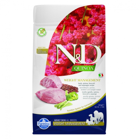 Farmina N&D Dog GF Quinoa Weight Management сухой беззерновой корм для взрослых собак для контроля веса с ягненком и киноа - 800 г фото 1