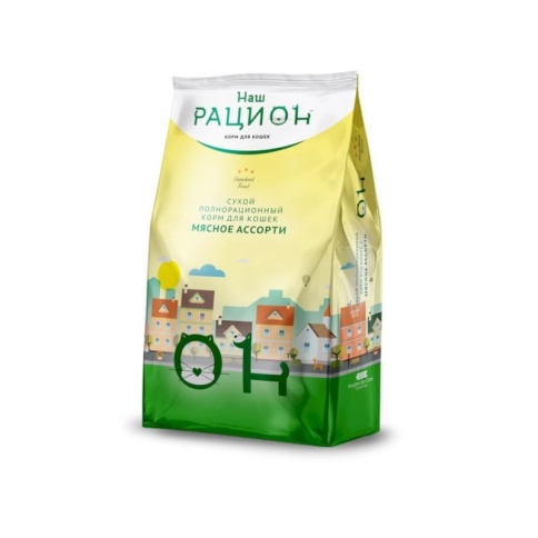 Наш рацион сухой корм для взрослых кошек мясное ассорти 1,5 кг фото 1