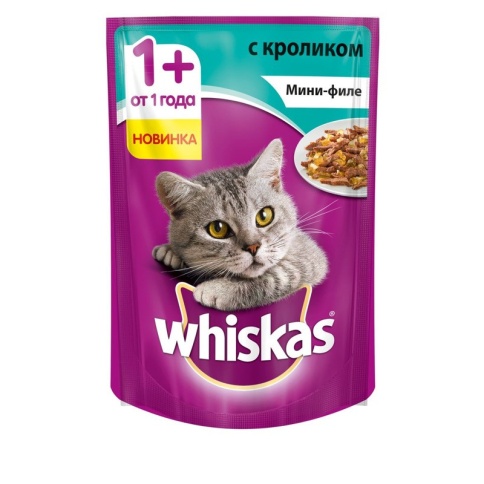 Whiskas паучи в форме мини-филе с кроликом для взрослых кошек от 1 года - 85 г фото 2