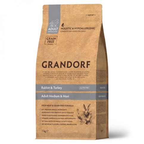 GRANDORF DOG Rabbit&Turkey MED&MAXI (кролик с индейкой для собак средних и крупных пород) 1 кг. фото 1