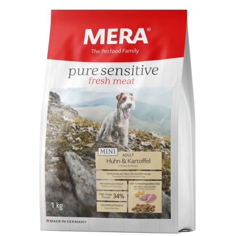 Mera Pure Sensitive Mini Adult Huhn & Kartoffel High Protein сухой корм для взрослых собак мелких пород с курицей и картофелем - 1 кг фото 2