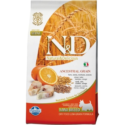 Farmina N&D Low Grain Dog Codfish & Orange Adult Mini - 800 гр фото 2