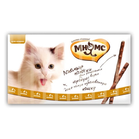 Мнямс лакомые палочки для кошек с цыпленком и уткой 13,5 см - 5 г 10 ш фото 1