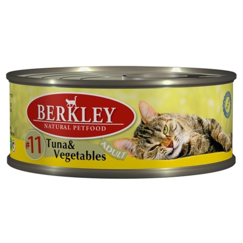 Berkley Adult Cat Tuna & Vegetables № 11 паштет для взрослых кошек с натуральным мясом тунца, овощами, маслом лосося - 100 г фото 2