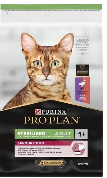 Сухой корм PRO PLAN Duck & Liver для взрослых стерилизованных кошек и кастрированных котов, с высоким содержанием утки и печенью, 10 кг фото 1