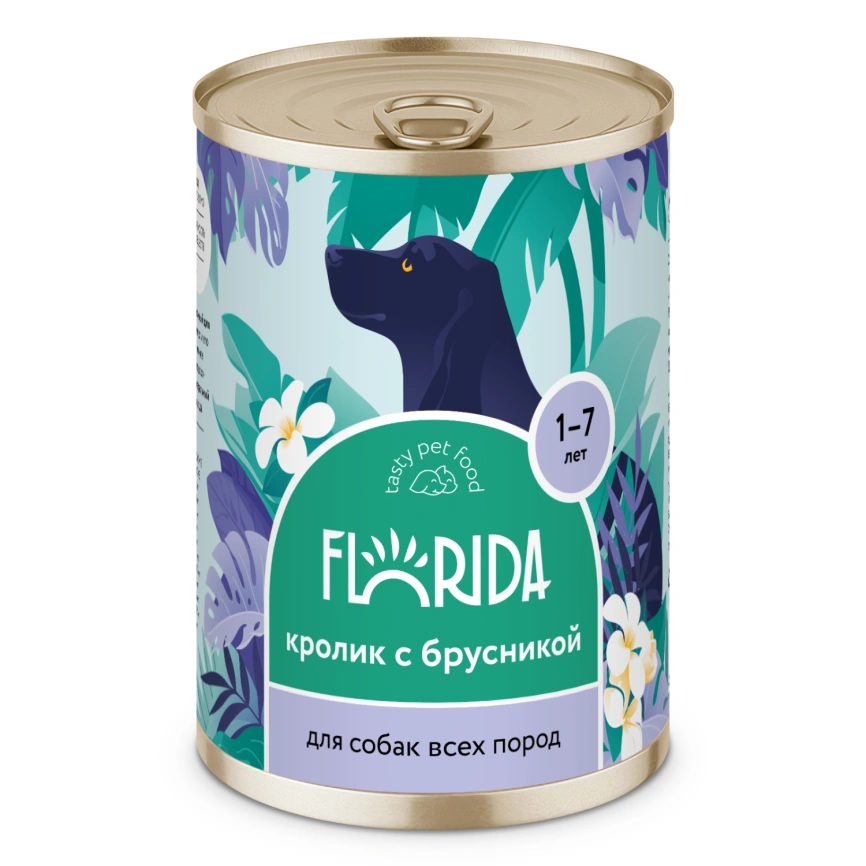 Влажный корм Florida для собак с кроликом с брусникой, 400 г фото 1