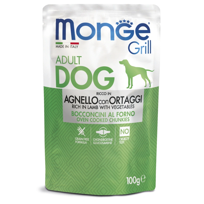 Влажный корм Monge Dog Grill Lamb &amp;amp; Vegetables для собак с мясом ягненка и овощами, 100 г фото 1