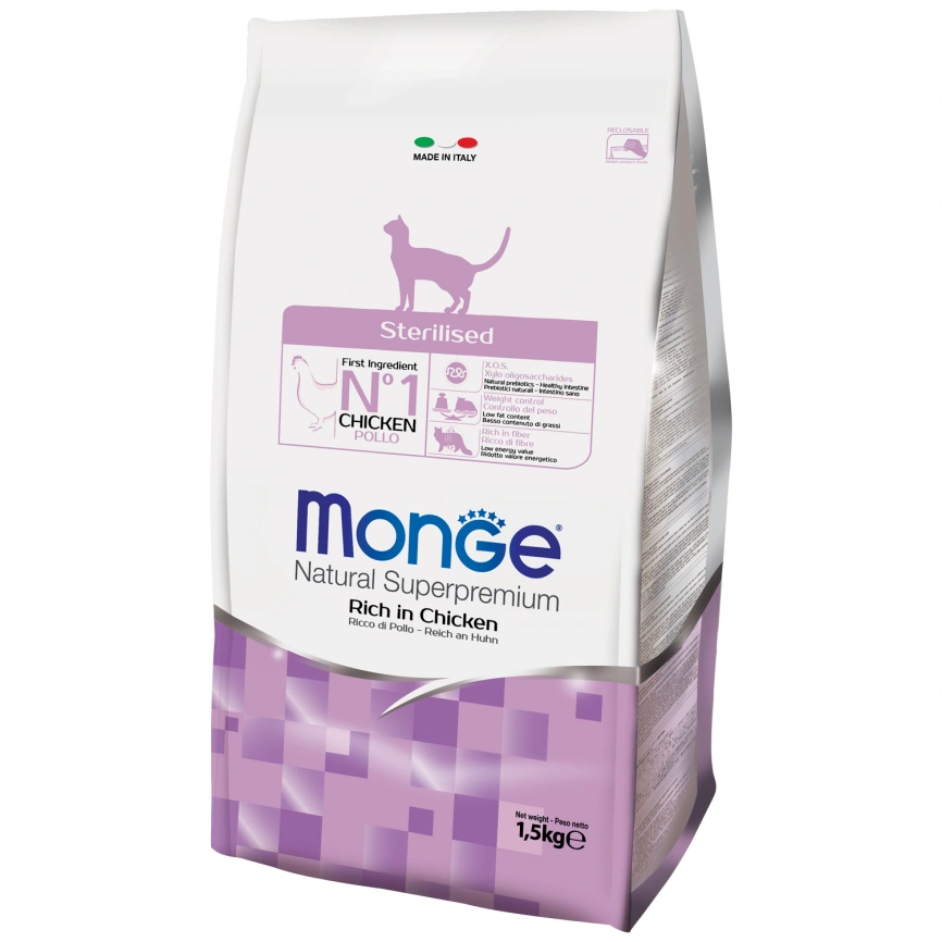 Сухой корм Monge Cat Daily Line Sterilised Chicken для стерилизованных кошек с курицей, 1,5 кг фото 2