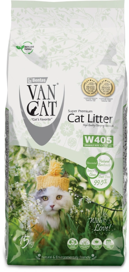 Наполнитель Van Cat для кошачьего туалета, комкующийся без пыли с ароматом Стандарт, без пыли, 18 л фото 1