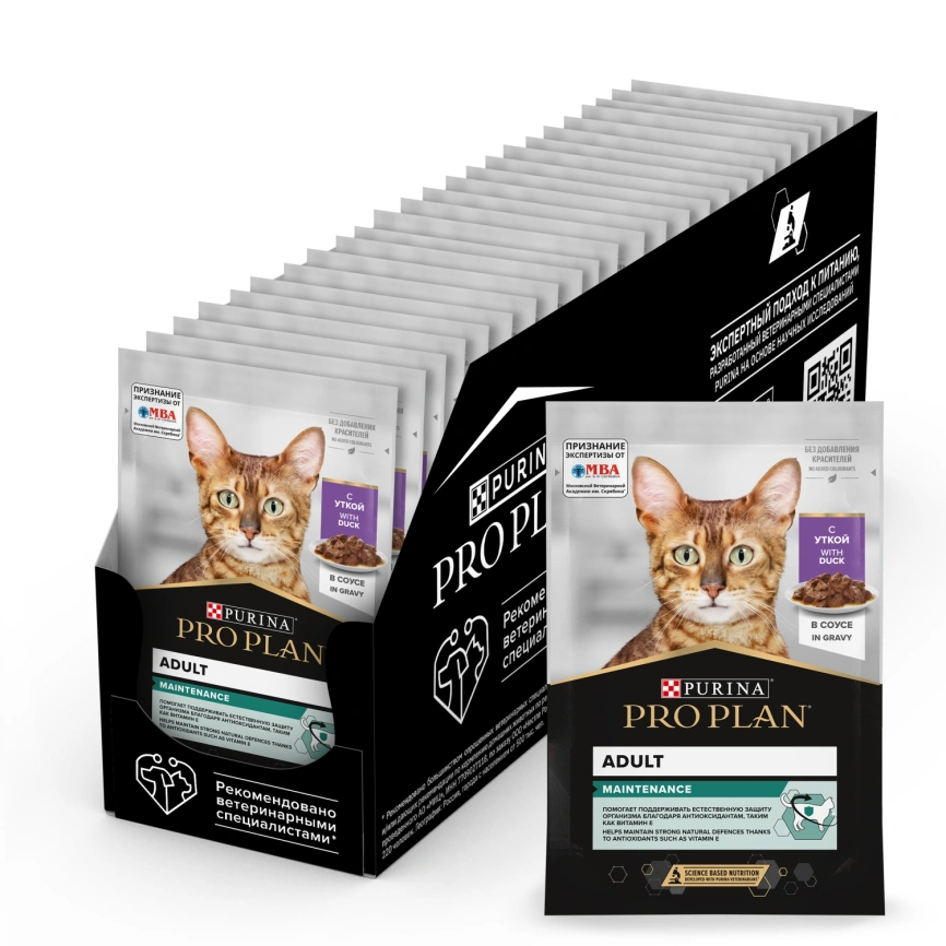 Влажный корм Purina Pro Plan Adult Nutri Savour для взрослых кошек, с уткой в соусе, 85 г фото 1
