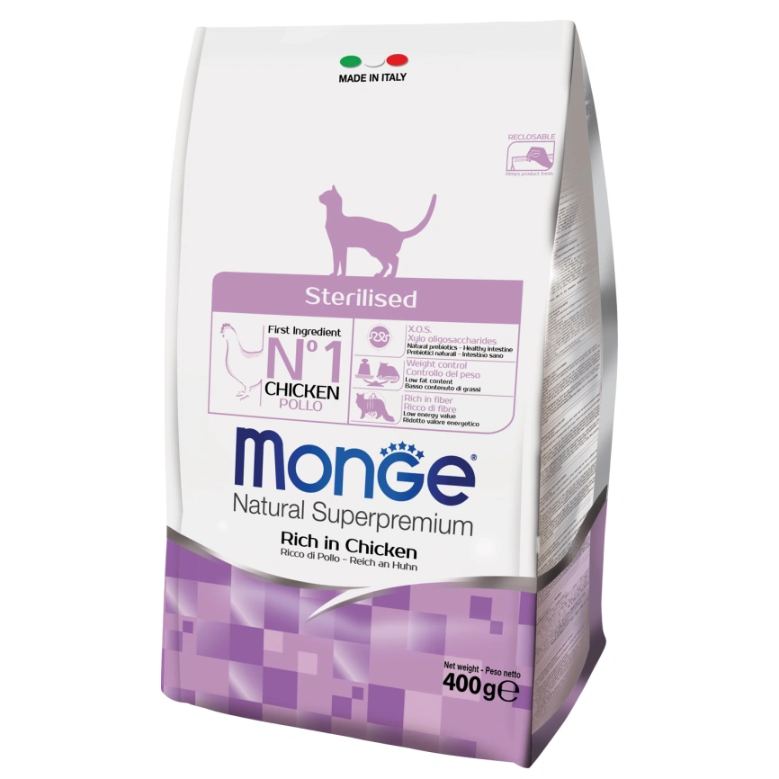 Сухой корм Monge Cat Daily Line Sterilised Chicken для стерилизованных кошек с курицей, 400 г фото 2