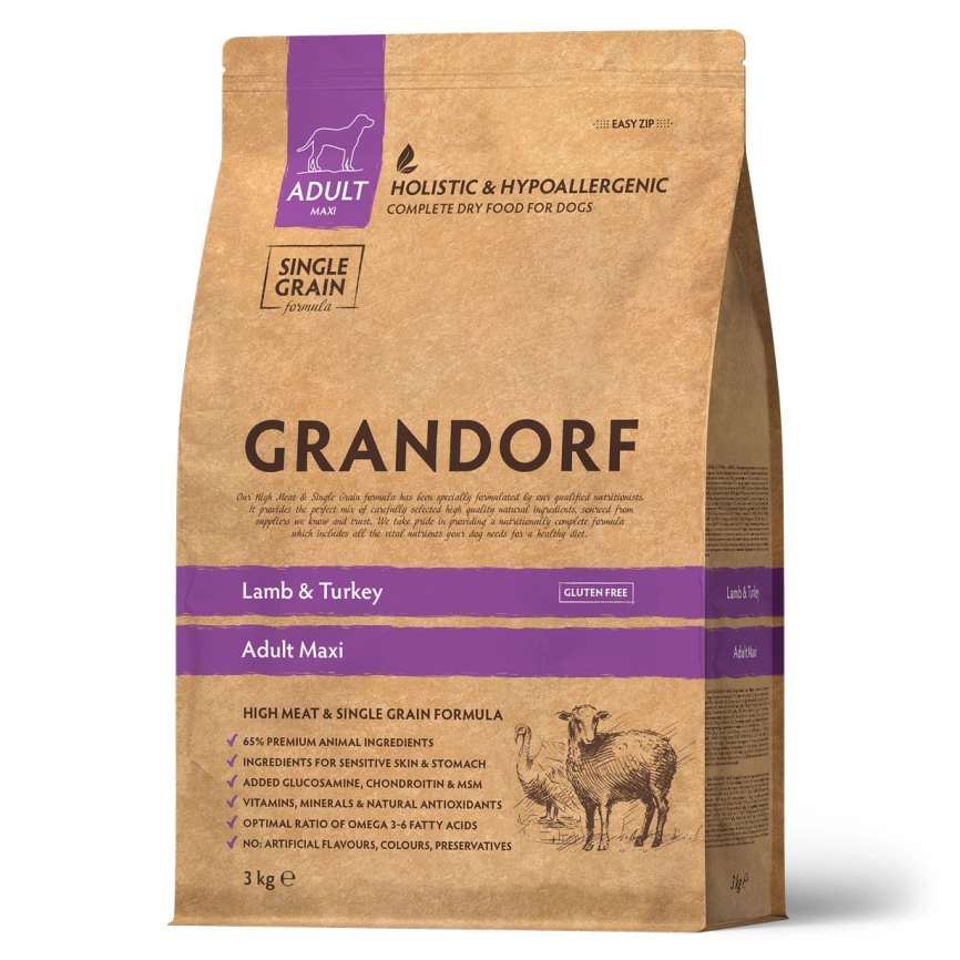 Сухой корм Grandorf Turkey Maxi Индейка для взрослых собак крупных пород, 3 кг фото 1