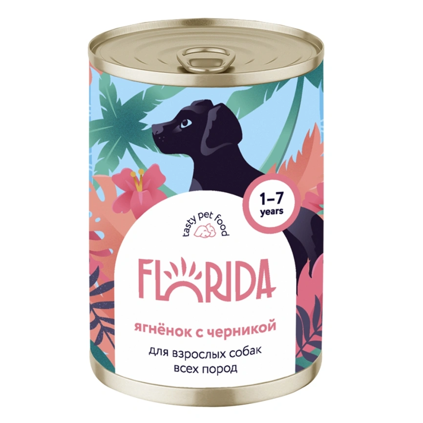 Влажный корм Florida для собак с ягненкоми черникой, 400 г фото 1