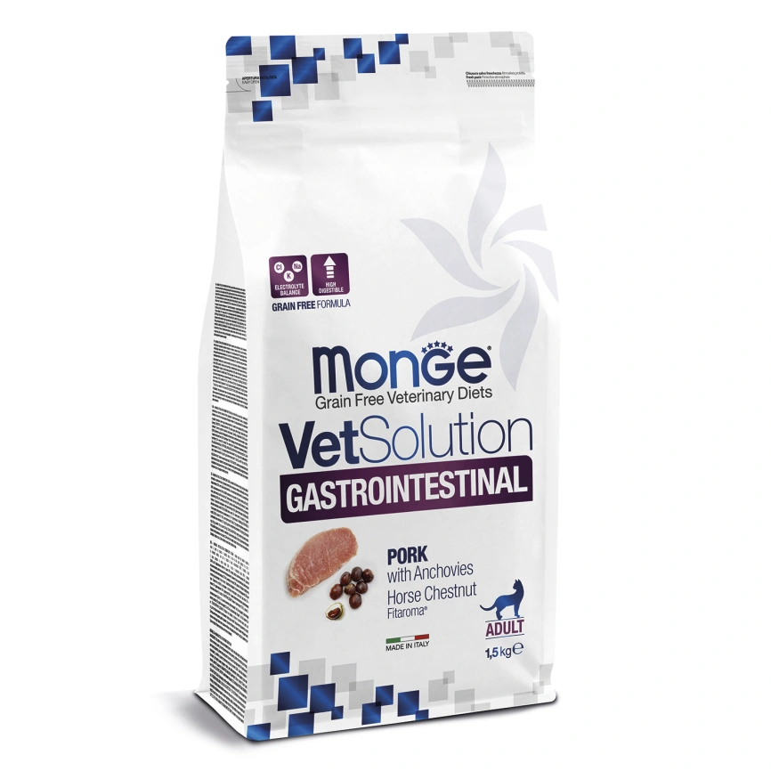 Диетический корм Monge VetSolution Cat Gastrointestinal для кошек, при заболеваниях ЖКТ, 1,5 кг фото 1
