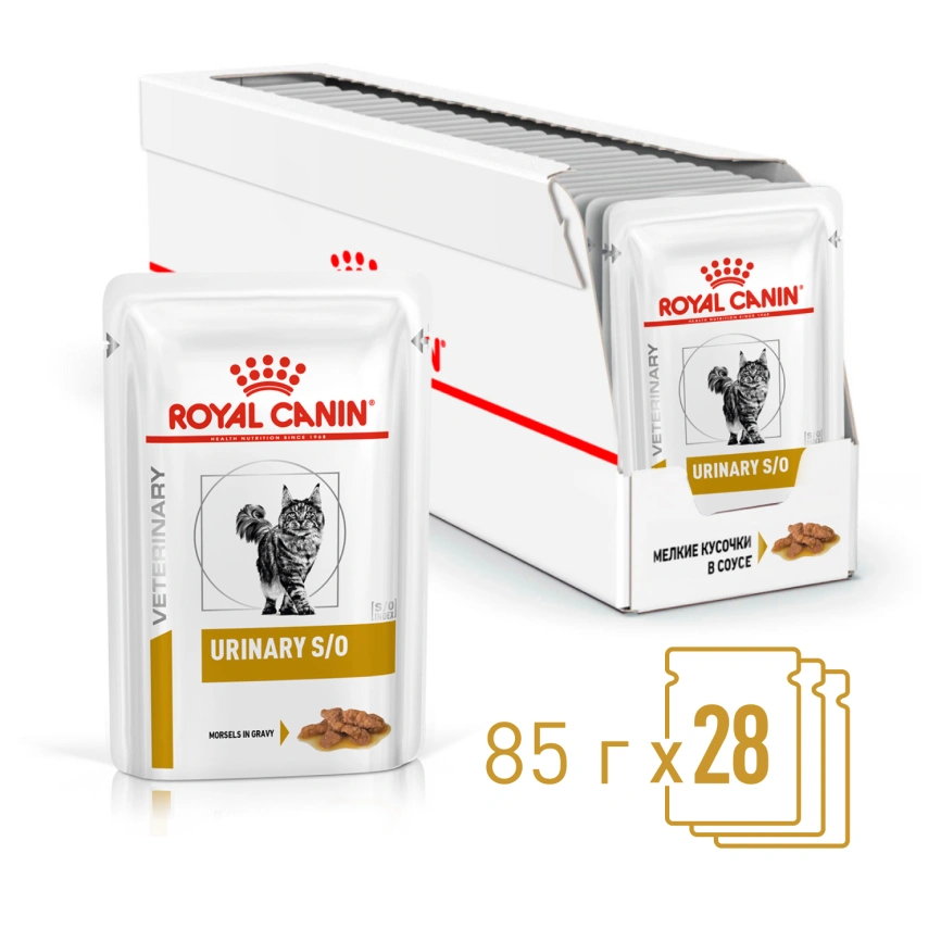 Влажный корм Royal Canin Urinary S/O в соусе для кошек при мочекаменной болезни, пауч, 85 г фото 16