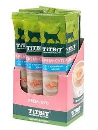 Лакомства Titbit Salmon для кошек в виде крем-супа с кусочками и лососем, 16 г фото 1