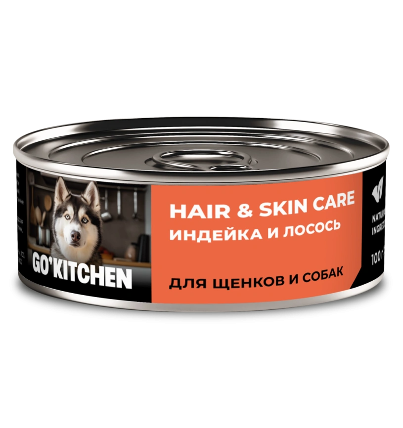 Влажный корм GO'KITCHEN для щенков и собак с индейкой и лососем, 100 г фото 1