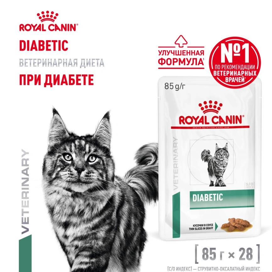 Влажный диетический корм Royal Canin Diabetic для кошек при сахарном диабете, пауч, 85 г фото 15