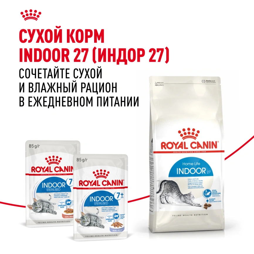 Влажный корм Royal Canin Indoor 7+ в желе для кошек старше 7 лет, живущих в помещении, пауч, 85 г фото 11
