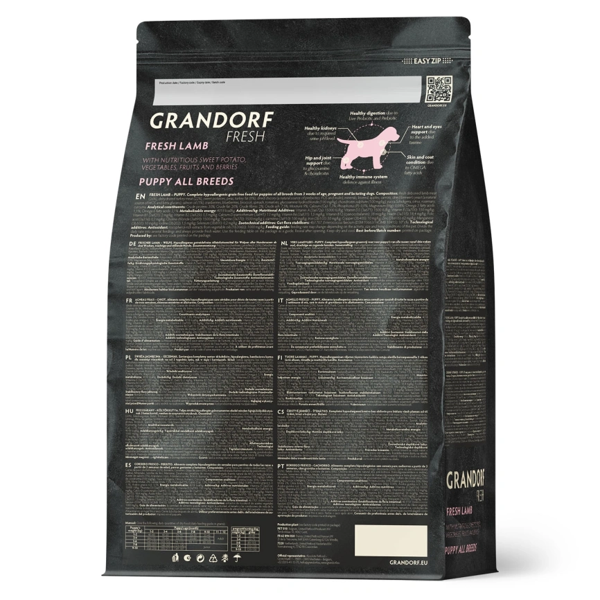 Сухой корм Grandorf Fresh Dog для щенков всех пород беременных и кормящих собак беззерновой ягненок с бататом 1 кг фото 2