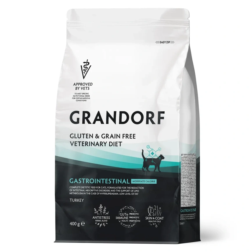 Сухой корм Grandorf Veterinary Gastrointestinal Moderate Calorie для кошек при расстройствах пищеварения и контроле веса, 400 г фото 1