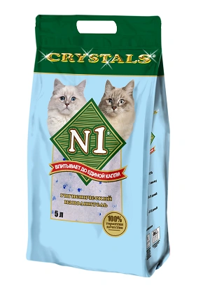 Наполнитель №1 Crystals для кошачьих туалетов, силикагелевый голубой, 5 л фото 1