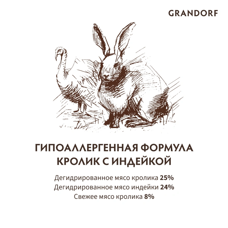 Сухой корм Grandorf Rabbit & Turkey Sterilised для стерилизованных кошек, 2 кг фото 6