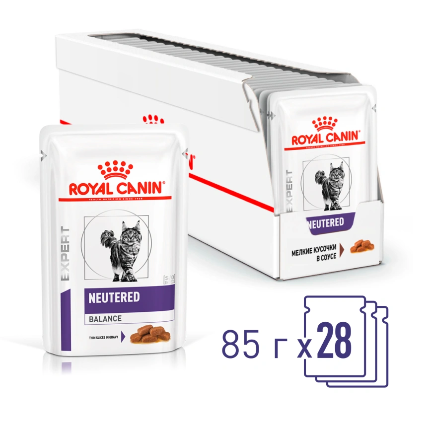 Влажный корм Royal Canin Neutered Balance в соусе для стерилизованных кошек до 7 лет, пауч, 85 г фото 14
