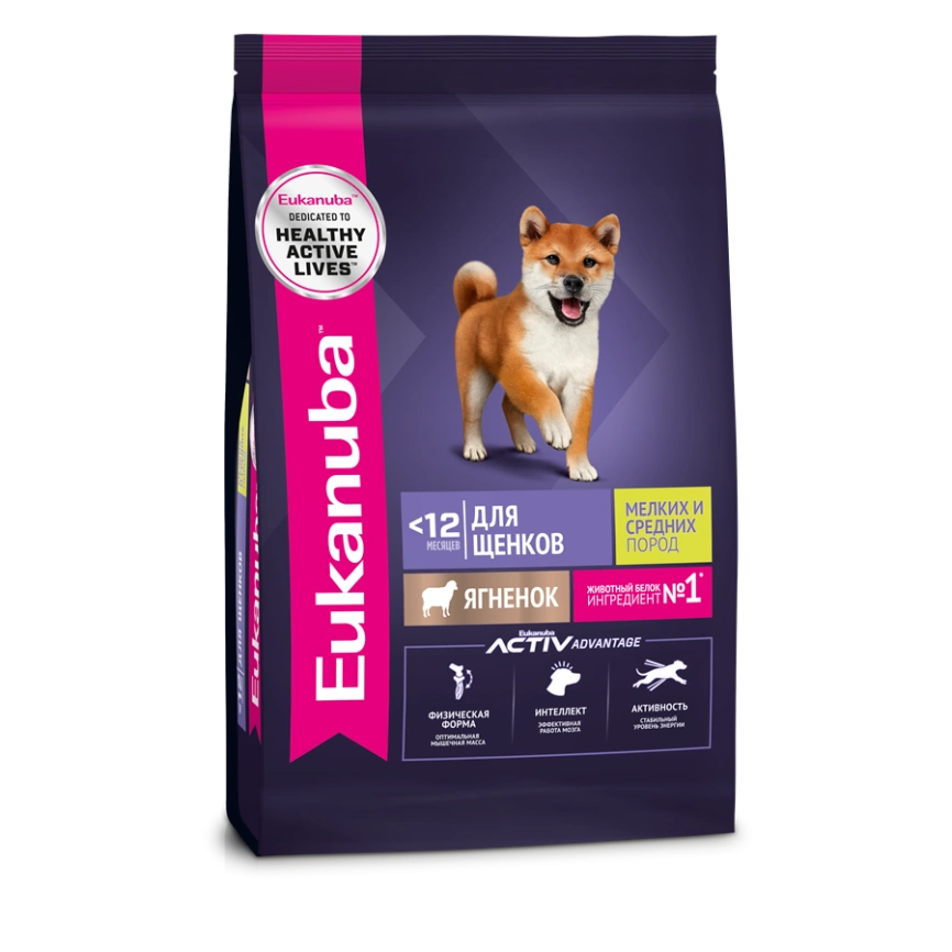 Сухой корм Eukanuba Puppy для щенков до 12 месяцев с ягненком, 3 кг фото 1