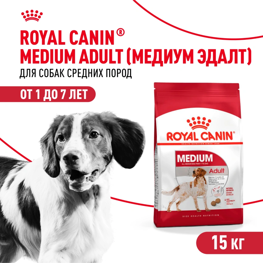 Сухой корм Royal Canin Medium Adult для собак, 15 кг фото 1