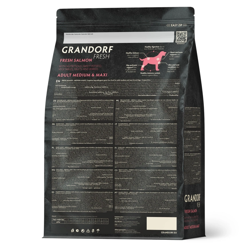 Сухой корм Grandorf Fresh Dog для взрослых собак средних и крупных пород для здоровья кожи и шерсти лосось с бататом 3 кг фото 2