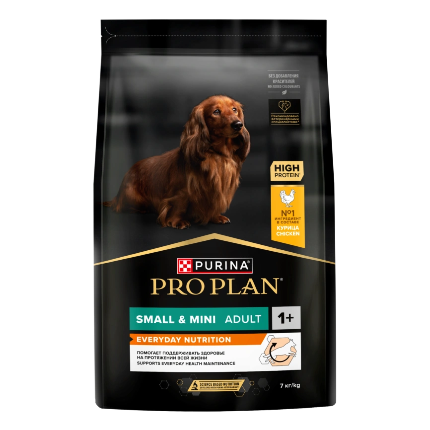 Сухой корм Purina Pro Plan Adult Small & Mini  для взрослых собак мелких и карликовых пород, курица и рис, 7 кг фото 1