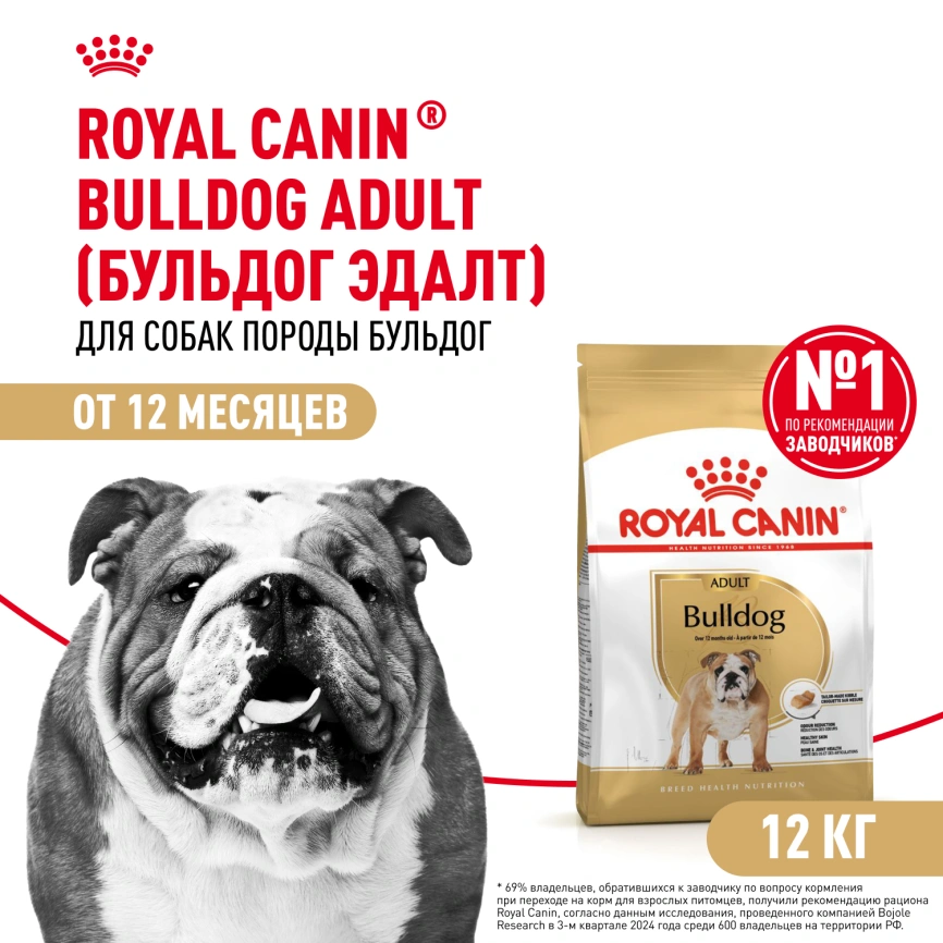 Сухой корм Royal Canin Bulldog Adult для собак породы английский бульдог, 12 кг фото 1