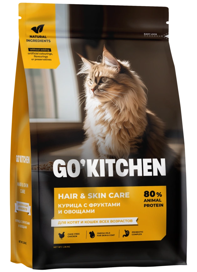 Сухой корм GO'KITCHEN для котят и кошек всех возрастов с курицей,  1.36 кг фото 2