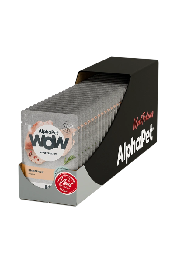 Влажный корм ALPHAPET WOW Superpremium Chicken для взрослых кошек, с цыплёнком, 85 г фото 3