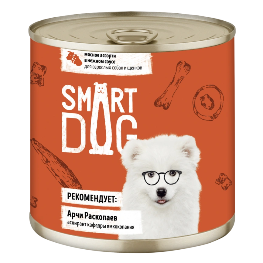 Влажный корм Smart Dog для для взрослых собак и щенков, мясное ассорти в нежном соусе, 85 г фото 1
